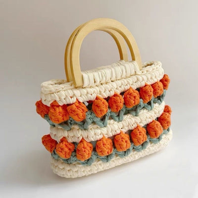 Bolso Tejido a Mano con Flores de Crochet - Diseño Tulipanes - Image 5