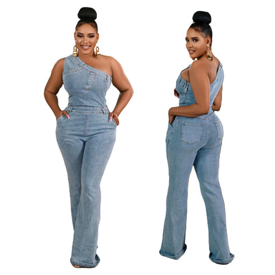 Jumpsuit Denim Ajustado con Hombros Caídos y Cintura Ceñida - Image 5