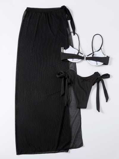 Conjunto de Bikini de Tres Piezas con Falda de Malla - Image 14