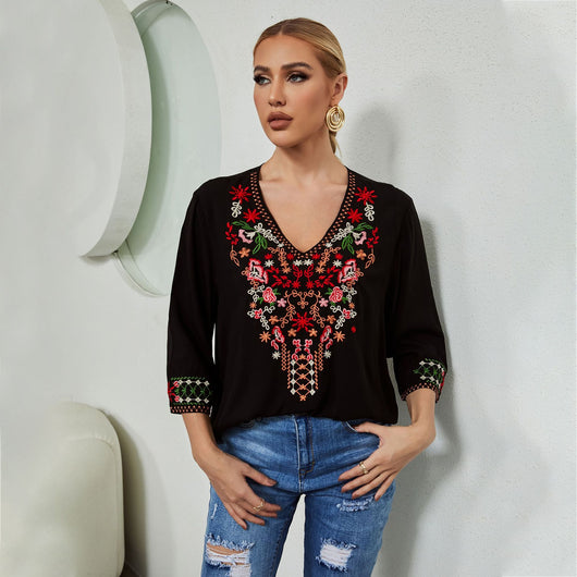 Blusa Suelta de Manga Larga con Bordado para Otoño e Invierno - Image 8