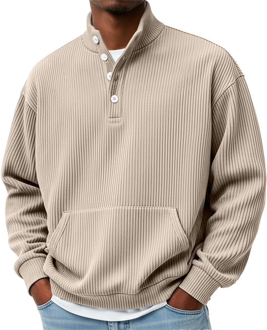 Suéter Polo Cuello Alto Manga Larga para Hombre - Casual Suelto con Bolsillos - Image 18