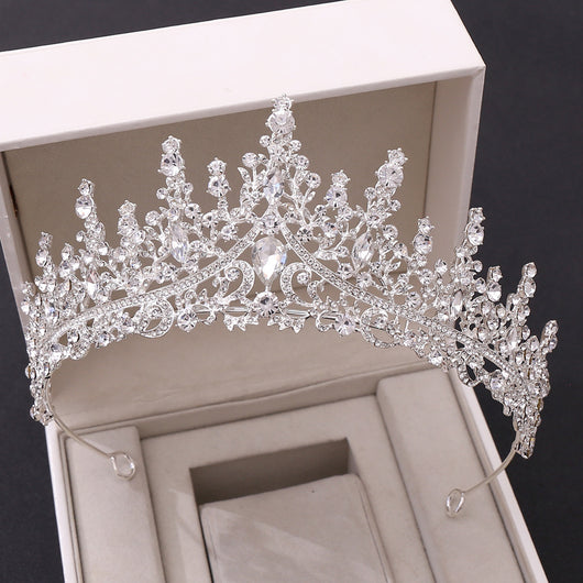 Conjunto de Tiara Corona Nupcial con Collar de Cadena - Image 3