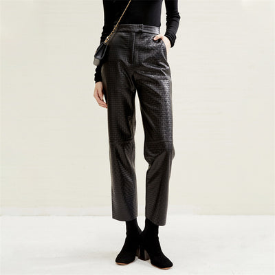 Pantalones Rectos de Ante Premium con Diseño en Relieve