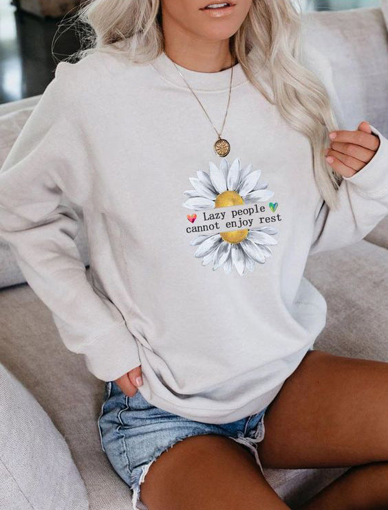 Suéter Holgado Estampado para Otoño Invierno - Cuello Redondo Manga Larga