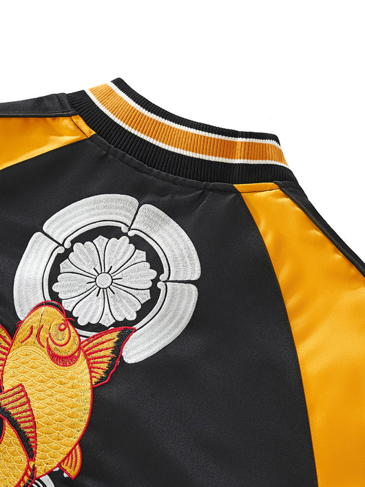 Chaqueta Bordada Premium Carpa Koi Saltando la Puerta del Dragón - Image 9