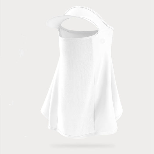 Light grey women's ice silk sunscreen mask with a brim, ear loops, and mesh mouth for UPF50+ UV protection. - Image 3