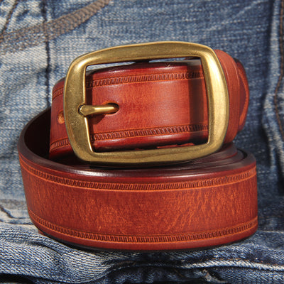Cinturón de Cuero Genuino para Hombre con Hebilla de Pasador Estilo Vintage - Image 10