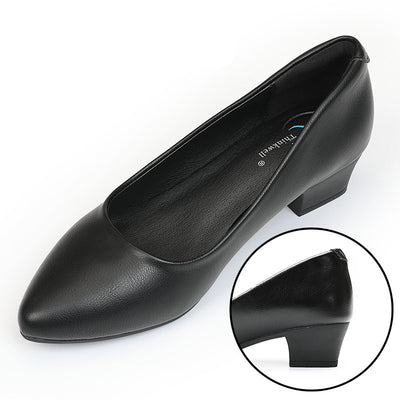 Zapato de Cuero Negro Suela Blanda Confort Plano - Image 4