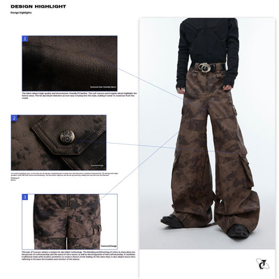 Pantalón de Trabajo Vintage Desgastado con Múltiples Bolsillos en Cuero - Image 8