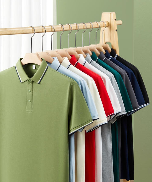 Polo de Algodón Puro Business Casual con Solapa - Manga Corta - Image 25