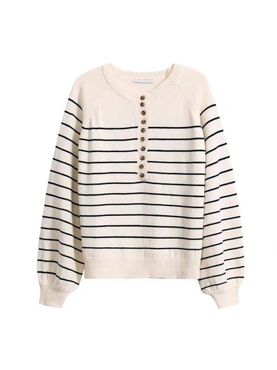 Suéter de Punto Vintage a Rayas Estilo Francés - Image 12