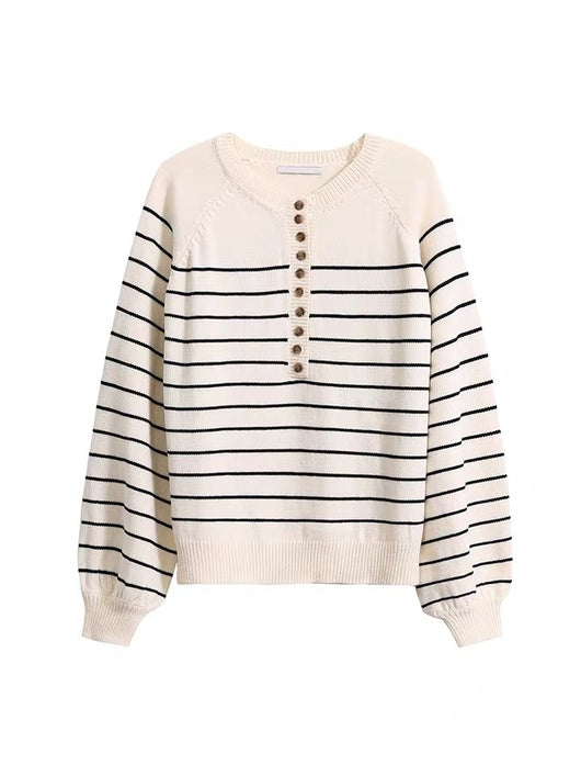 Suéter de Punto Vintage a Rayas Estilo Francés - Image 12