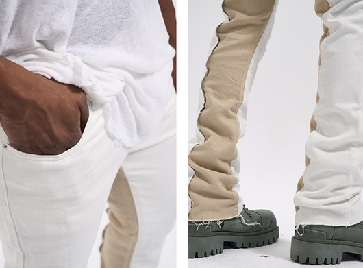 Jeans para Hombre con Contraste Frambuesa y Flecos - Image 12