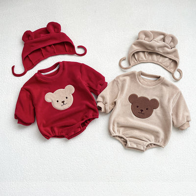 Pijama Enterizo Bebé Osito Cartoon Cálido de Felpa con Capucha - Image 3