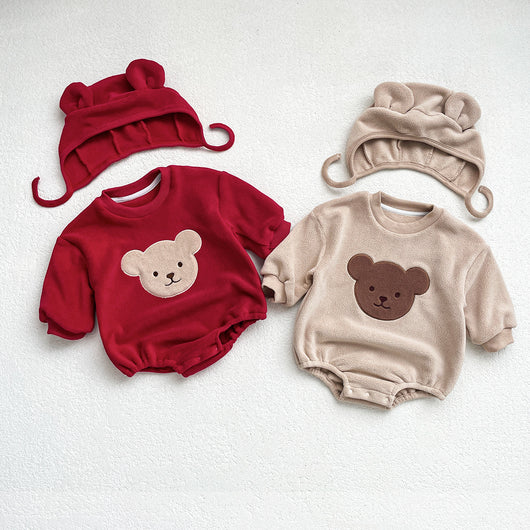 Pijama Enterizo Bebé Osito Cartoon Cálido de Felpa con Capucha - Image 3