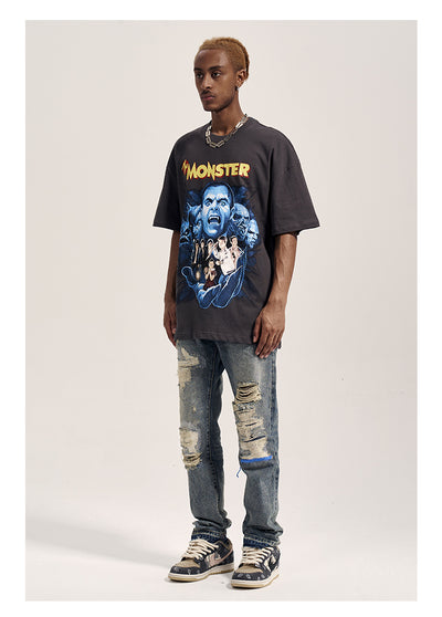 Jeans Rectos Havoc Blue Line Efecto Desgastado para Hombre - Image 5