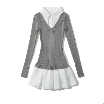 Suéter Preppy Falso Dos Piezas para Otoño e Invierno - Image 22