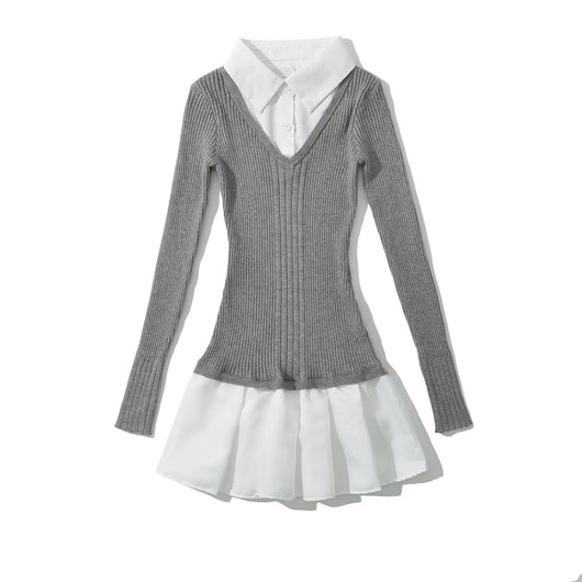 Suéter Preppy Falso Dos Piezas para Otoño e Invierno - Image 22