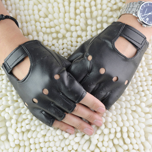 Guantes de Cuero Medio Dedo Ahuecados para Hombre - Image 5