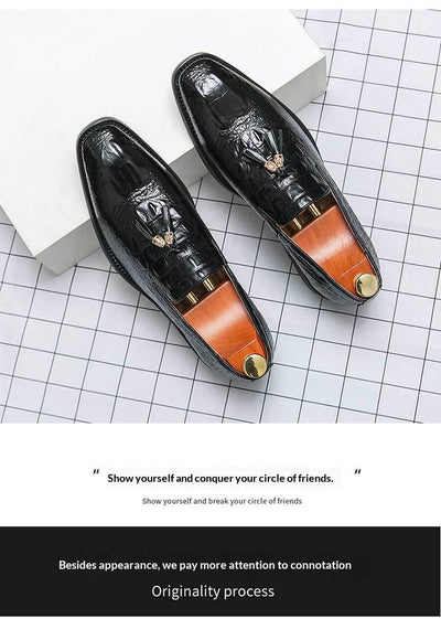 Zapatos de Cuero para Hombre Estilo Coreano con Patrón Cocodrilo y Borlas - Image 7