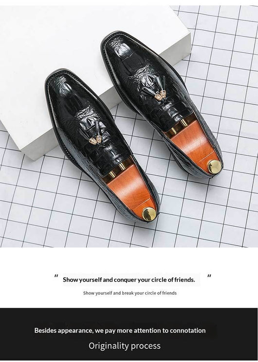 Zapatos de Cuero para Hombre Estilo Coreano con Patrón Cocodrilo y Borlas - Image 7