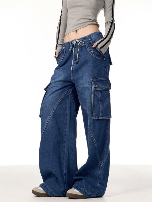 Pantalones Cargo Retro Mujer Cintura Alta Bolsillos Múltiples Corte Recto - Image 21