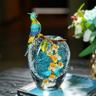 Jarrón Decorativo de Porcelana con Patrón de Loro Esmaltado - Image 9
