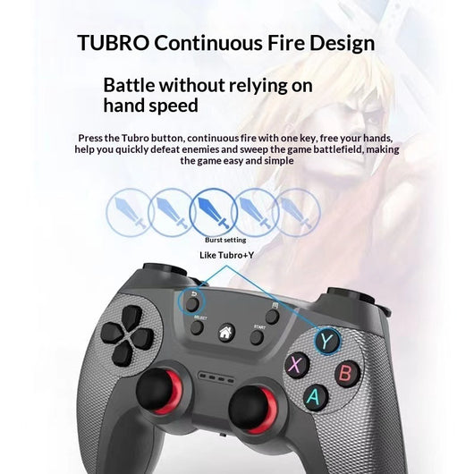 Black wireless game controller with textured grips, red-accented analog sticks, and colorful A, B, X, Y buttons. - Image 14