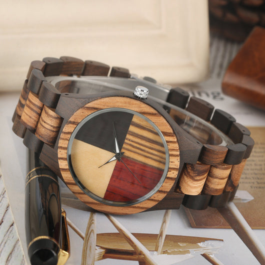 Reloj de Cuarzo Bambú y Madera con Diseño Multicolor - Image 5