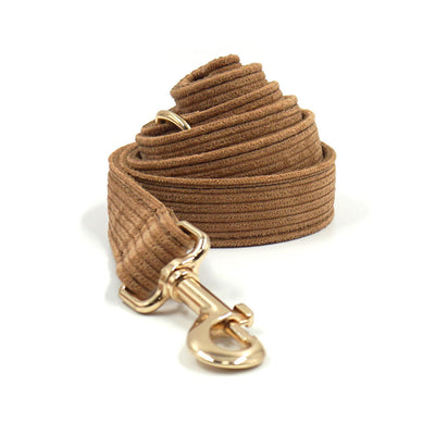 Brown corduroy pet harness with gold-colored metal quick-release buckle and D-rings, shown on a white background. - Image 4