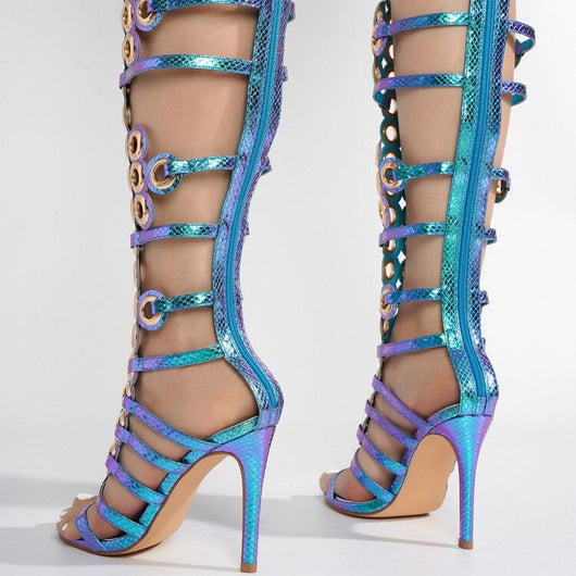 Sandalias de Tacón Stiletto Hueco con Punta Abierta - Diseño Metálico Europeo - Image 4