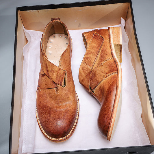 Zapatos Casuales de Cuero Genuino con Suela Elevada para Mujer