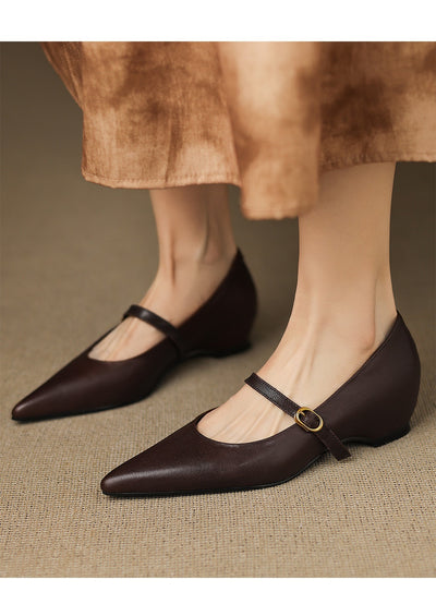 Pumps Retro Francés Punta Fina de Piel de Oveja para Mujer - Image 17