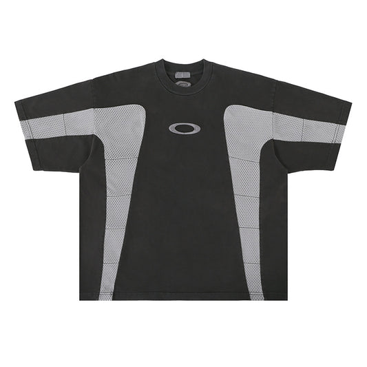 Camiseta Deportiva Patchwork Colores Vintage Suelta Secado Rápido