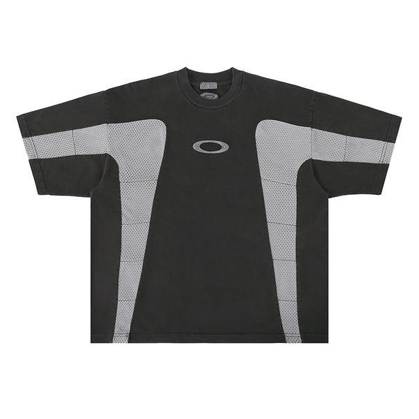 Camiseta Deportiva Patchwork Colores Vintage Suelta Secado Rápido