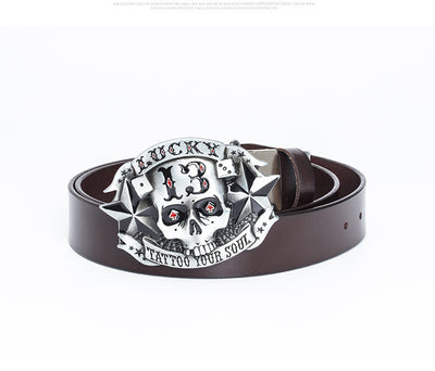 Cinturón de Cuero para Hombre con Hebilla Calavera Skateboard - Image 20