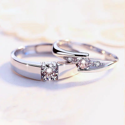 Anillo de Pareja en Plata 925 con Moissanita para Hombre y Mujer