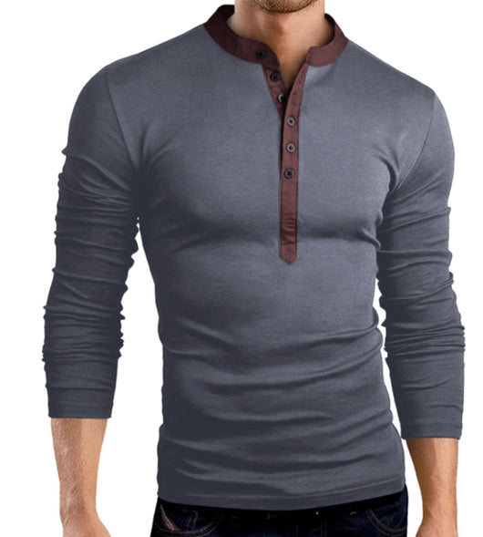 Camiseta Manga Larga Escote V Slim Fit para Hombre - Image 13