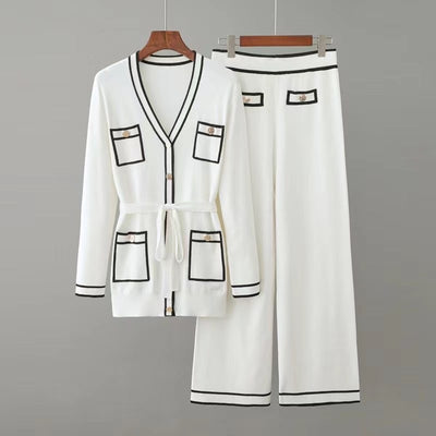 Conjunto de Cardigan y Pantalón Palazzo: Elegancia Fluida con Cintura Ajustable - Image 8