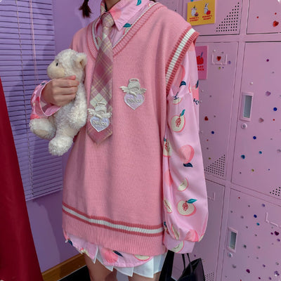 Conjunto Dos Piezas Chaleco y Blusa Tejida de Manga Larga para Amigas - Image 4