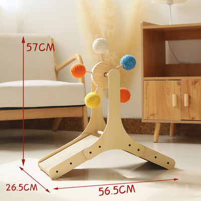 Rascador Giratorio de Madera Maciza con Cuerda de Sisal para Gatos - Image 8