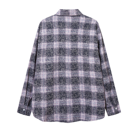 Camisa de Cuadros Manga Larga con Efecto Desgastado para Hombre - Image 2