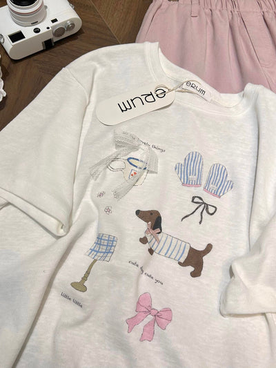 Camiseta Suelta con Estampado de Lazos de Algodón Puro - Image 12