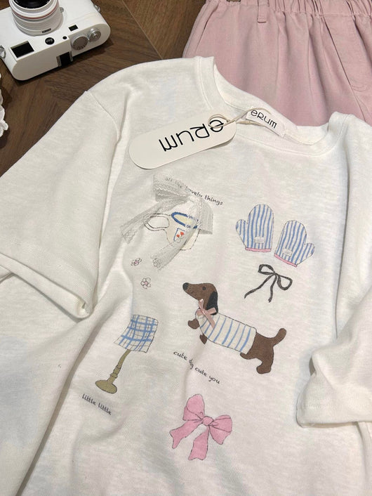 Camiseta Suelta con Estampado de Lazos de Algodón Puro - Image 12