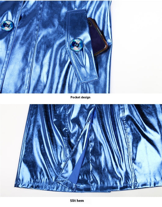 Impermeable Brillante de Cuero Patentado Largo - Image 16