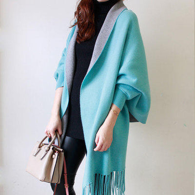 Cardigan Suéter Tipo Chal con Flecos para Mujer - Image 3