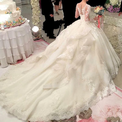 Vestido de Novia Princesa Manga Larga con Botones en la Espalda - Image 4