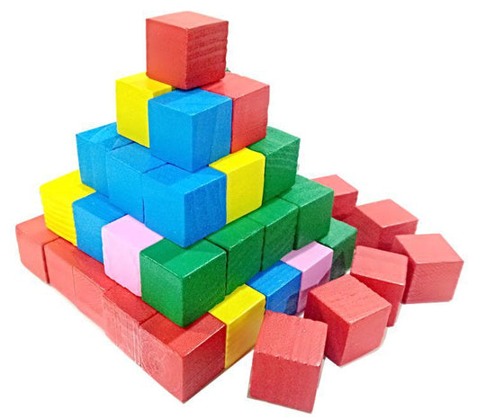 Juego de Bloques de Construcción Cubos para Enseñanza de Matemáticas en Madera