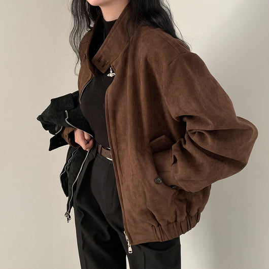 Abrigo Retro de Ante Cálido con Doble Cierre - Perfecto para Otoño Invierno - Image 33