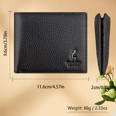 Billetera Bifold Corta para Hombre en Cuero Genuino de Res Negro - Image 3